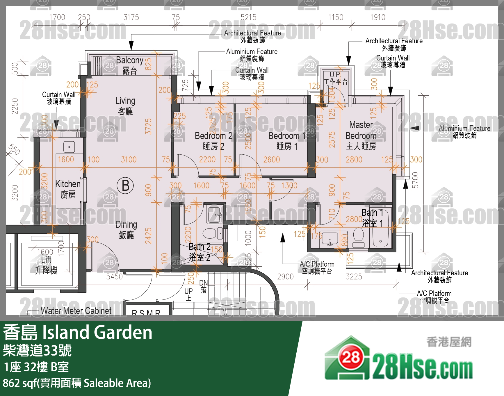 香島 1座 32樓 B室 平面圖