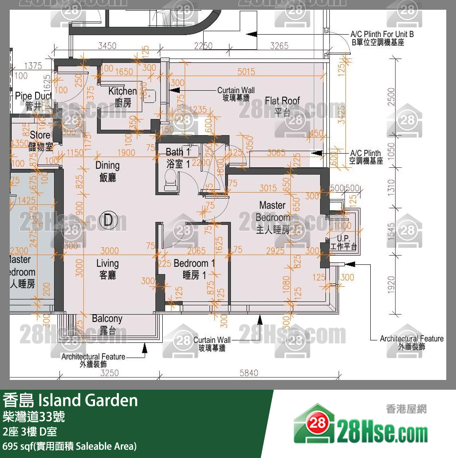 香島 2座3樓 D室 平面圖