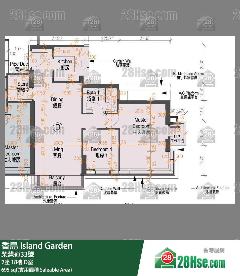 香島 2座18樓 D室 平面圖