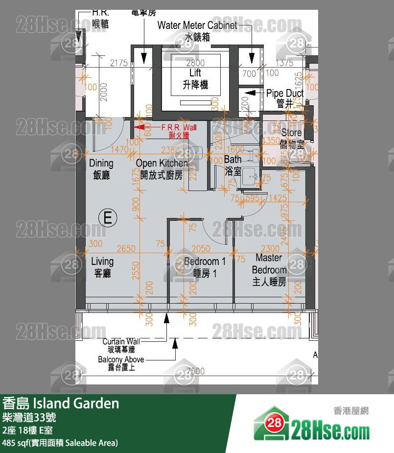 香島 2座18樓 E室 平面圖