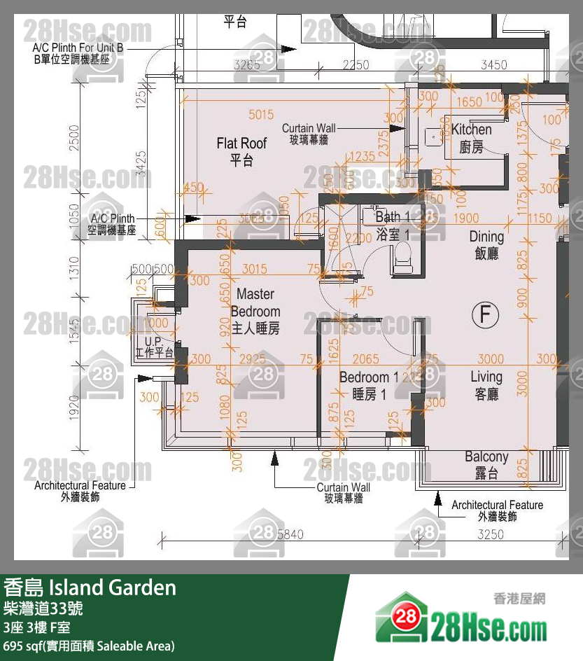 香島 3座 3樓 F室 平面圖