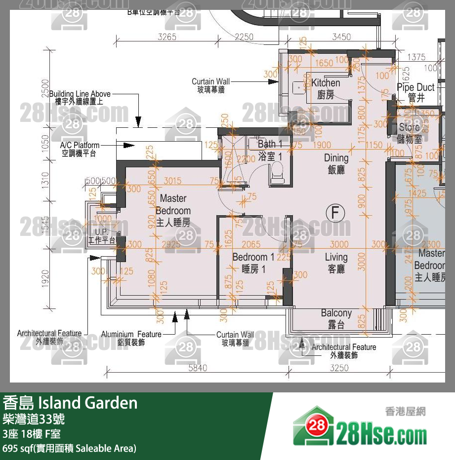 香島 3座 18樓 F室 平面圖
