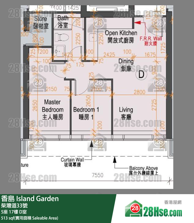 香島 5座 17樓 D室 平面圖