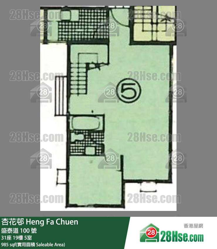 杏花邨 31座19樓 5室 平面圖