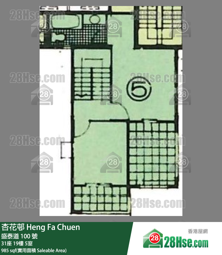 杏花邨 31座19樓 5室 平面圖