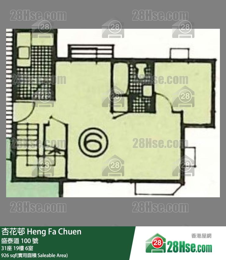 杏花邨 31座19樓 6室 平面圖