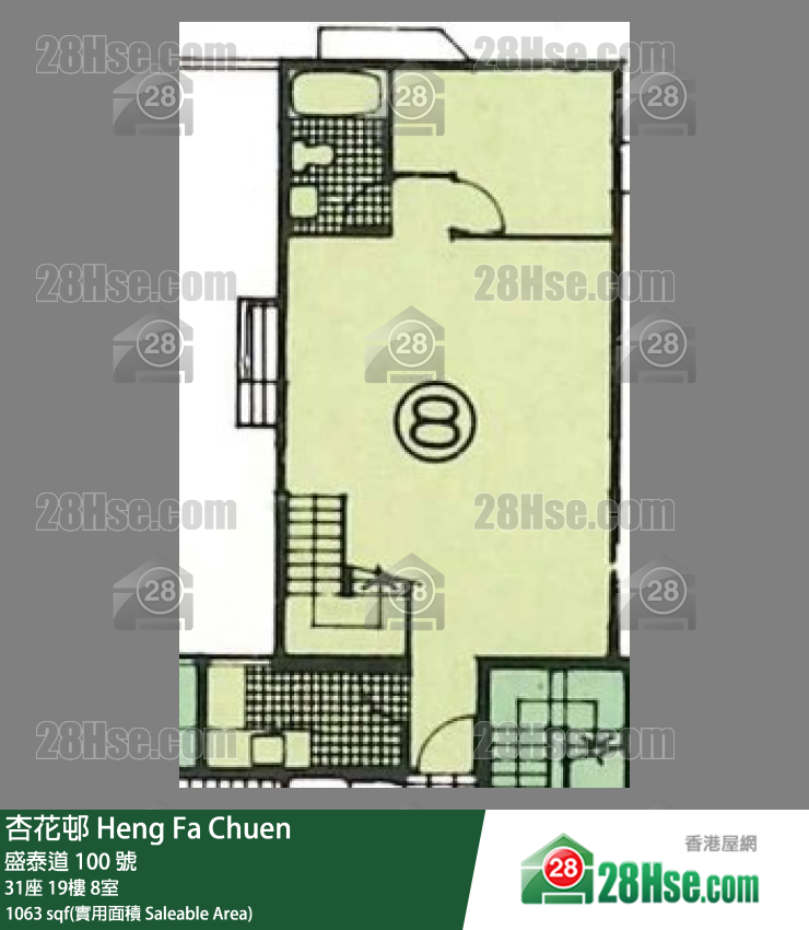 杏花邨 31座19樓 8室 平面圖