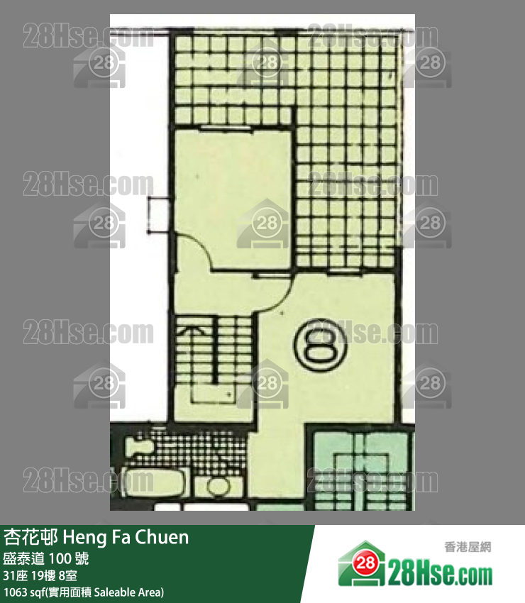杏花邨 31座19樓 8室 平面圖