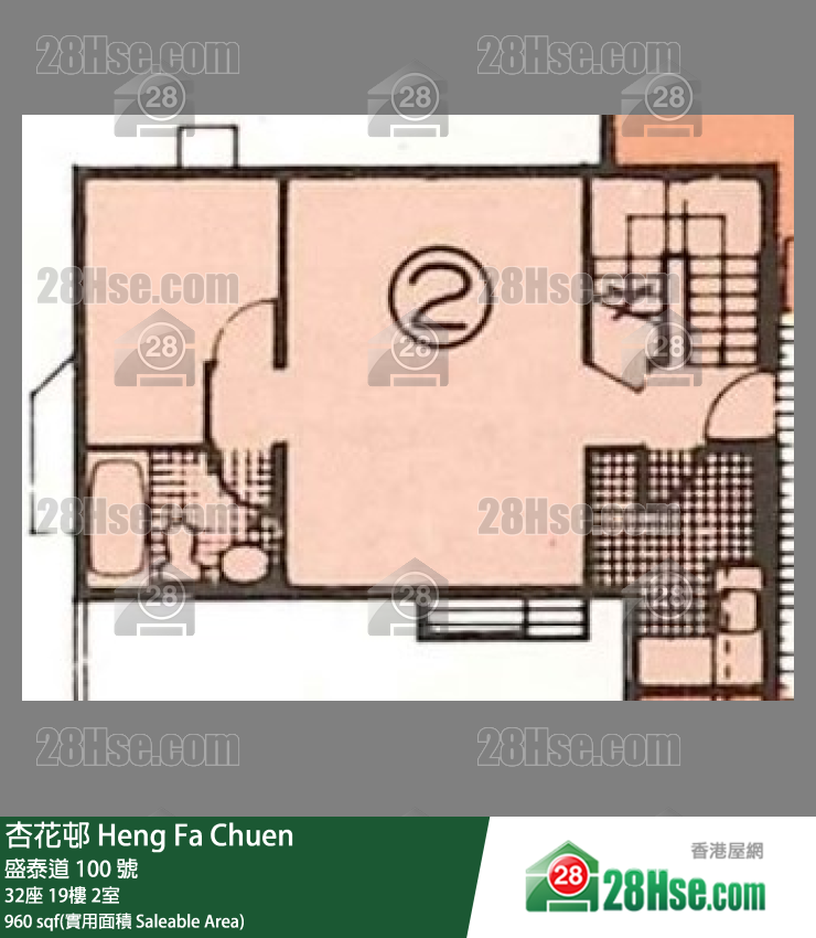 杏花邨 32座19樓 2室 平面圖