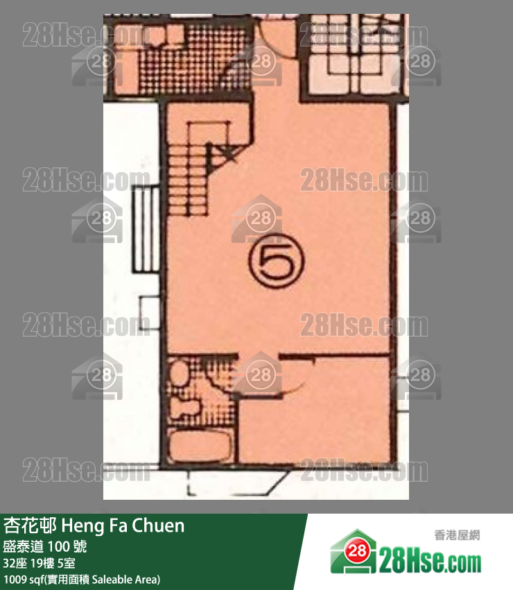 杏花邨 32座19樓 5室 平面圖
