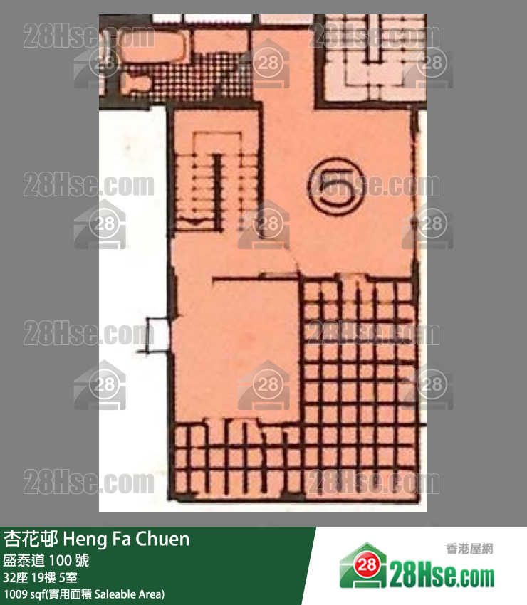 杏花邨 32座19樓 5室 平面圖