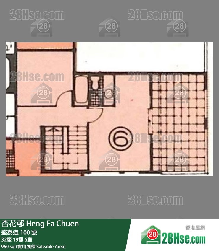 杏花邨 32座 19樓 6室 平面圖