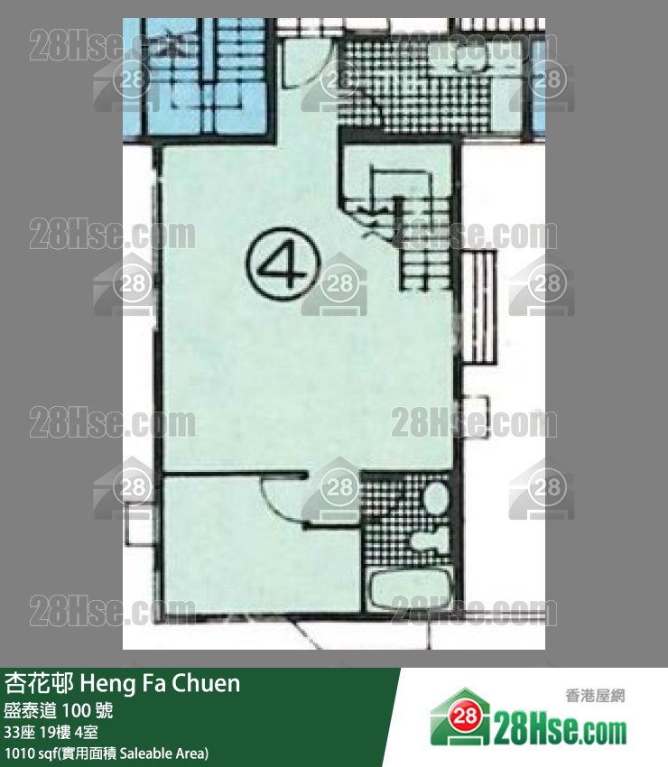 杏花邨 33座19樓 4室 平面圖