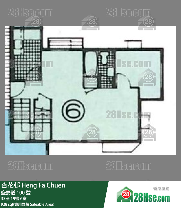 杏花邨 33座19楼 6室 平面图
