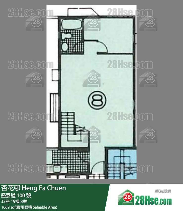 杏花邨 33座19樓 8室 平面圖