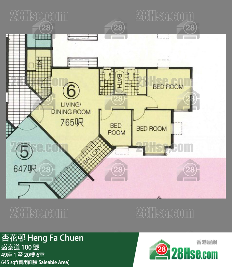 杏花邨 49座 3樓 6室 平面圖