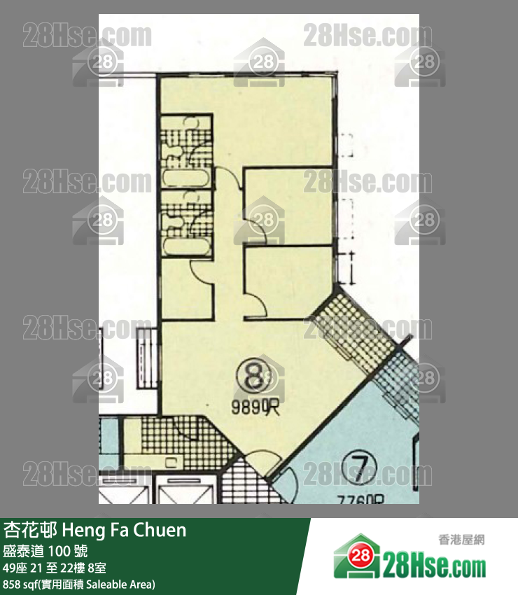杏花邨 49座21樓 8室 平面圖