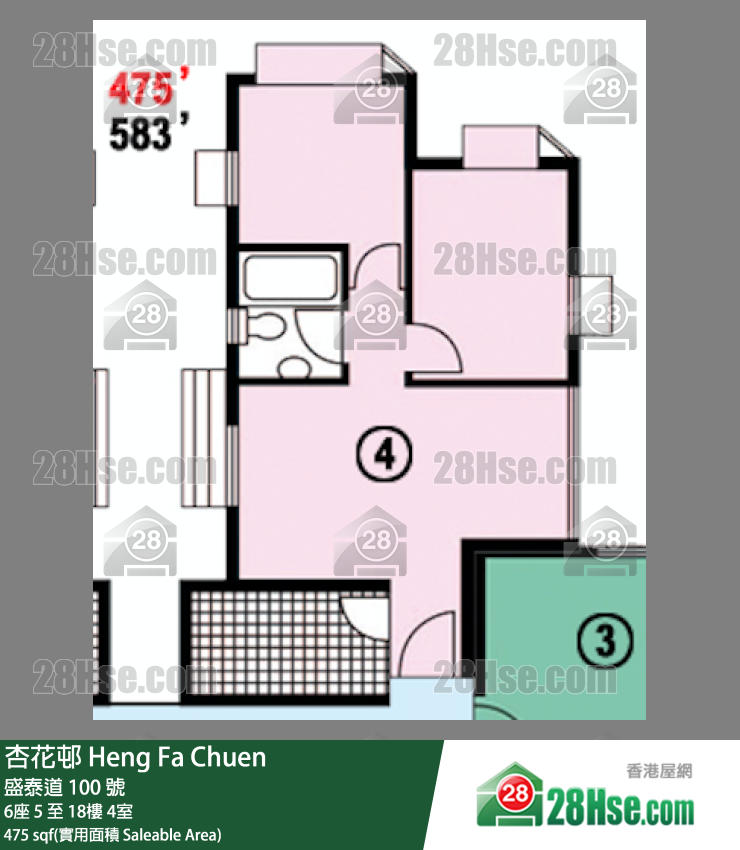 杏花邨 6座6樓 4室 平面圖