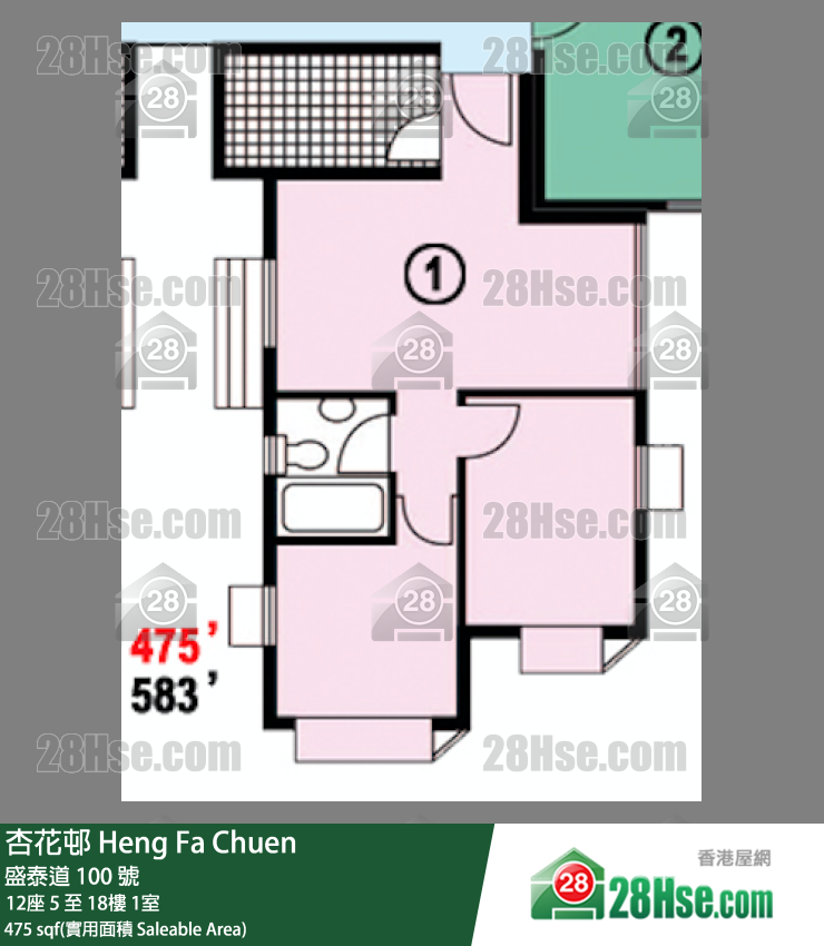 杏花邨 12座5樓 1室 平面圖