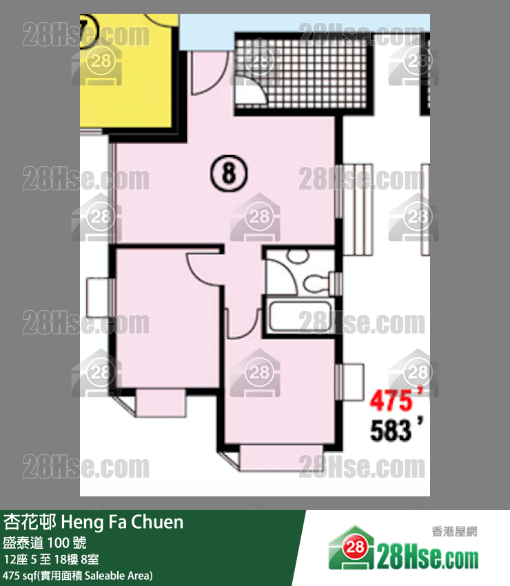杏花邨 单位平面图(由 28Hse 提供)