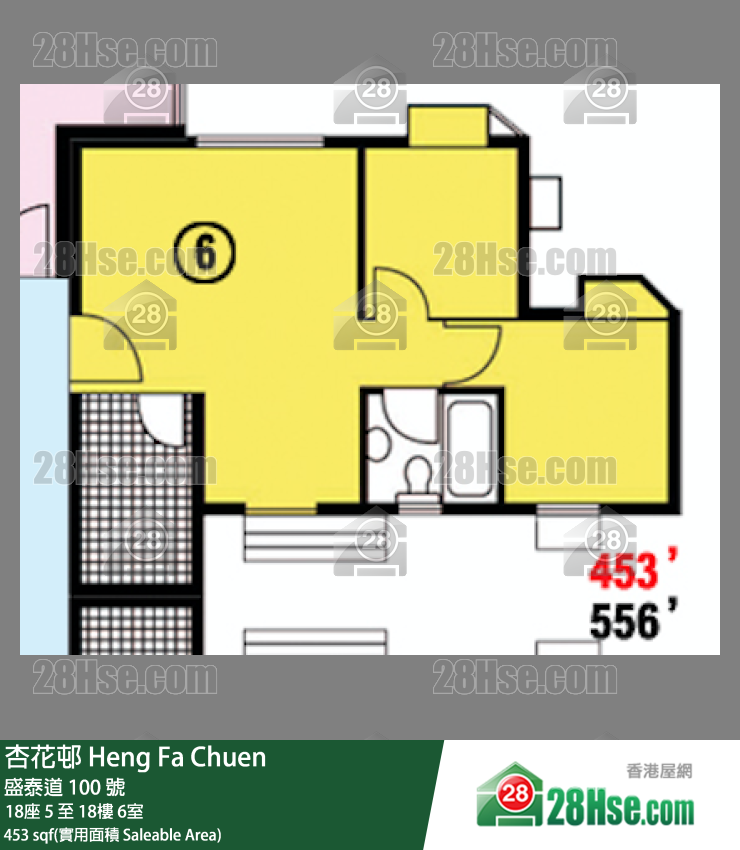 杏花邨 18座6樓 6室 平面圖