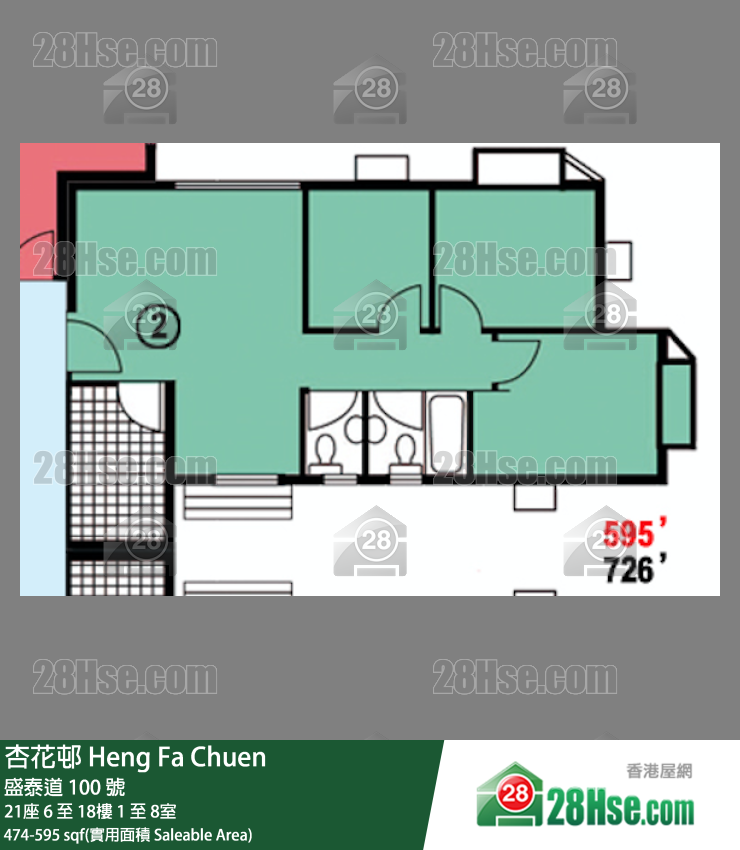 杏花邨 21座 15樓 1室 平面圖