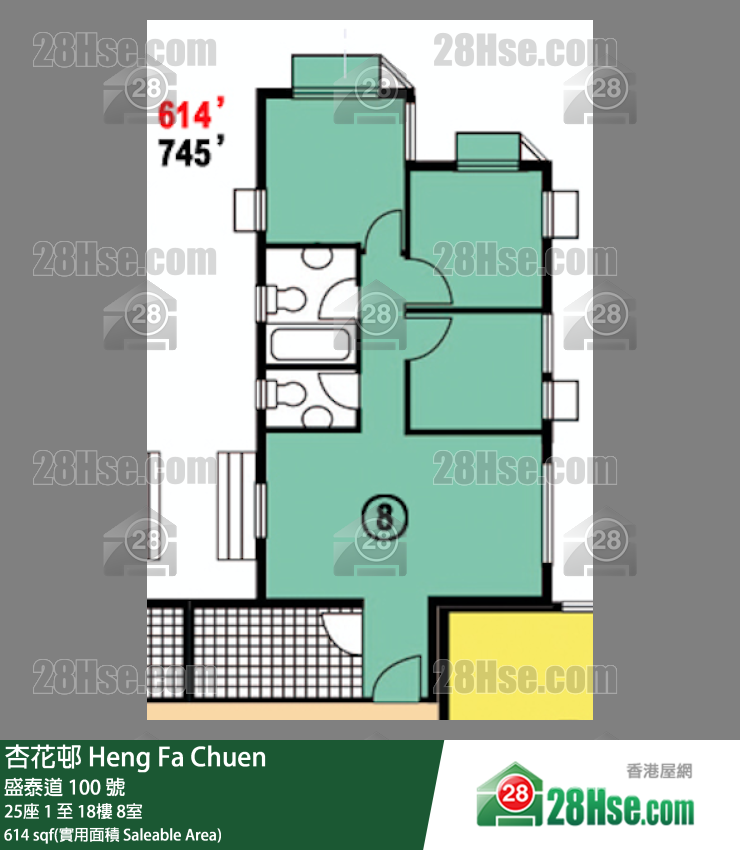 杏花邨 25座5樓 8室 平面圖