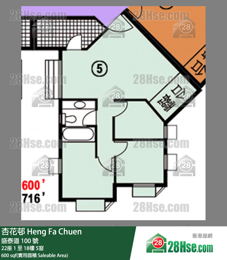 杏花邨 22座10樓 5室 平面圖