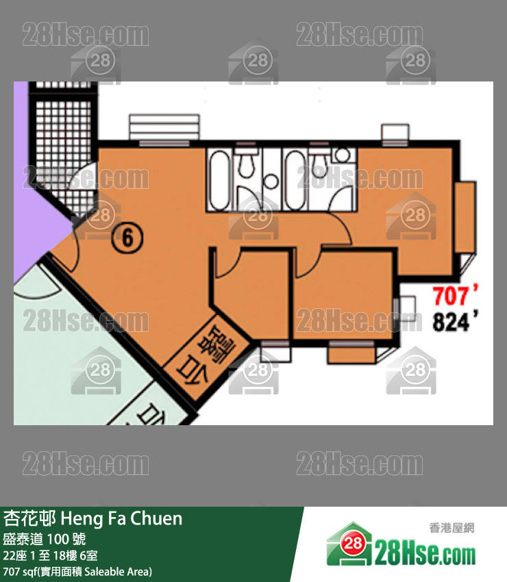 杏花邨 22座5樓 6室 平面圖