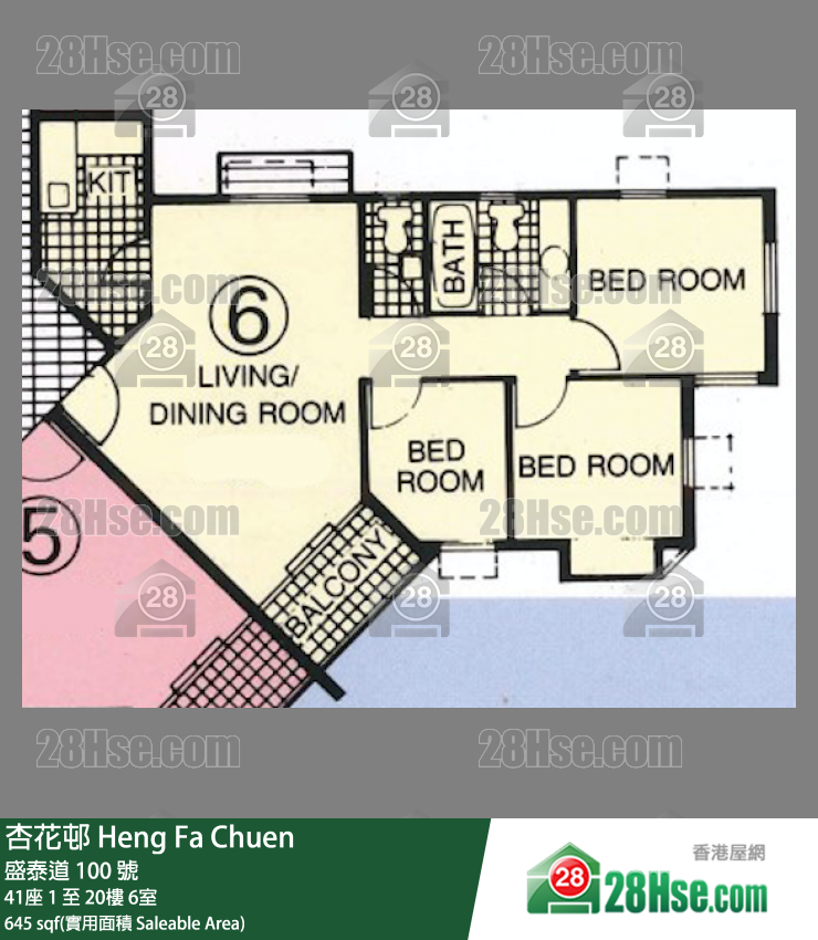 杏花邨 41座4樓 6室 平面圖