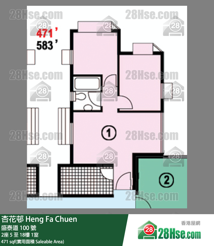 杏花邨 2座10樓 1室 平面圖
