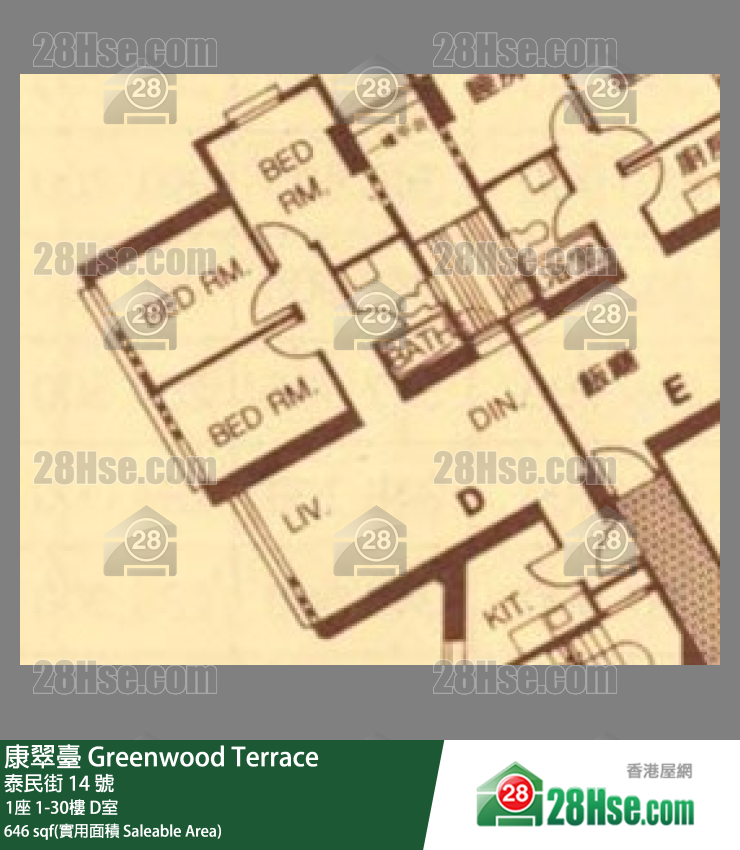 康翠台 1座4楼 D室 平面图