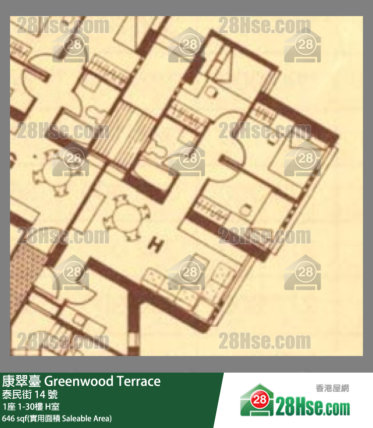 康翠台 1座2楼 H室 平面图