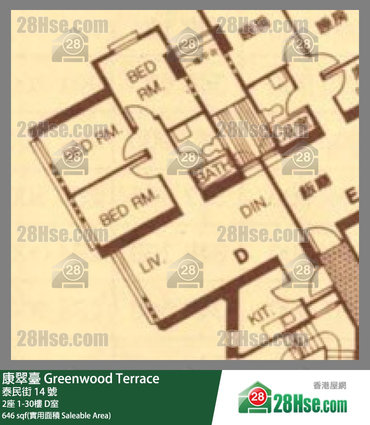 康翠台 2座21楼 D室 平面图