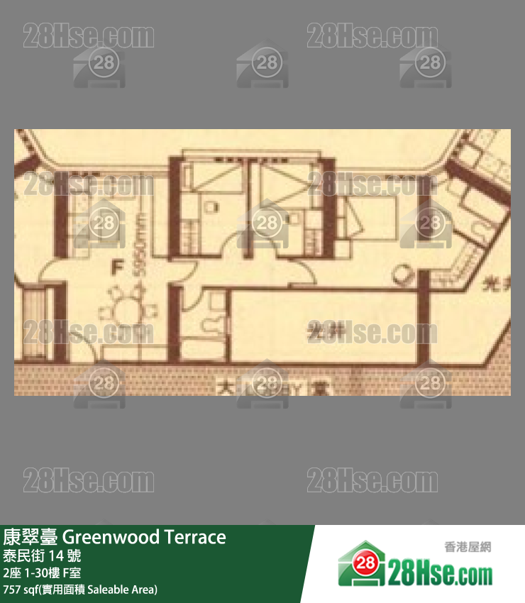 康翠台 2座18楼 F室 平面图