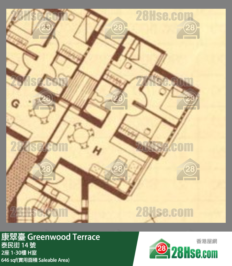 康翠台 2座9楼 H室 平面图