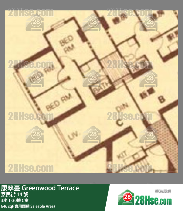 康翠台 3座12楼 C室 平面图