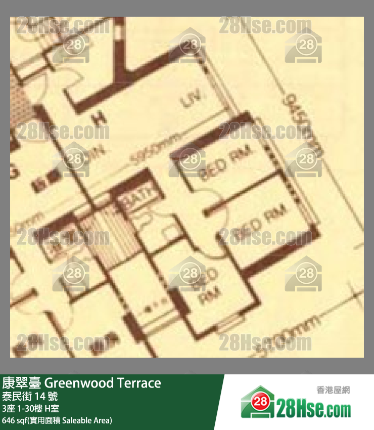 康翠台 3座 21楼 H室 平面图