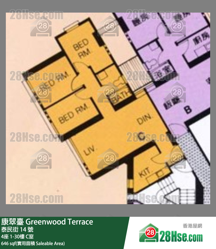 康翠台 4座16楼 C室 平面图