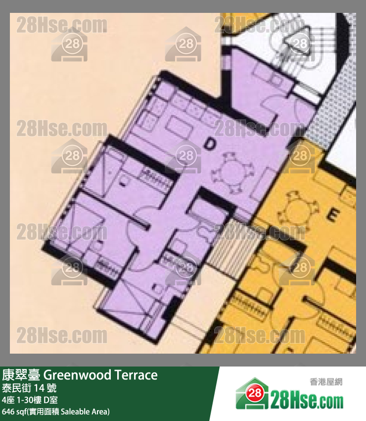康翠台 4座1楼 D室 平面图