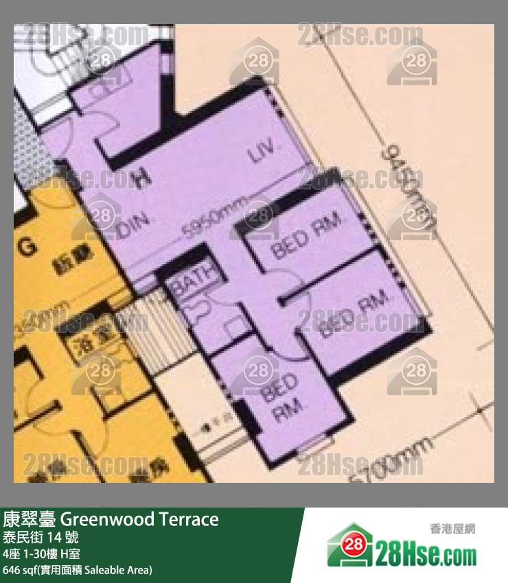 康翠台 4座27楼 H室 平面图