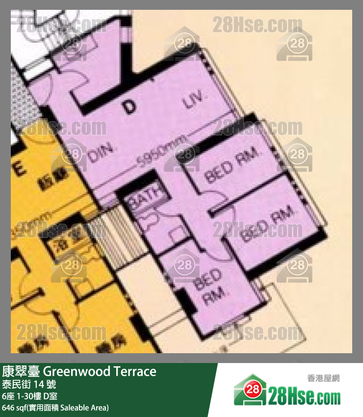 康翠台 6座1楼 D室 平面图