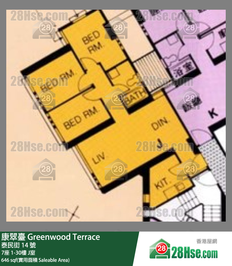 康翠台 7座24楼 J室 平面图