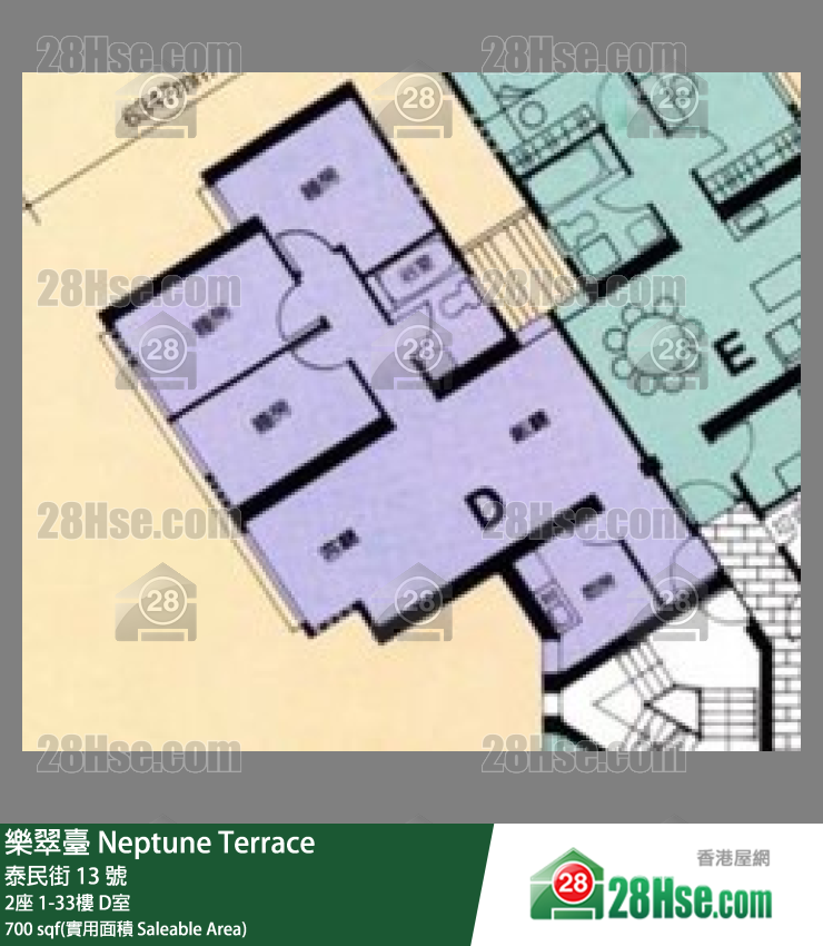 乐翠台 2座13楼 D室 平面图