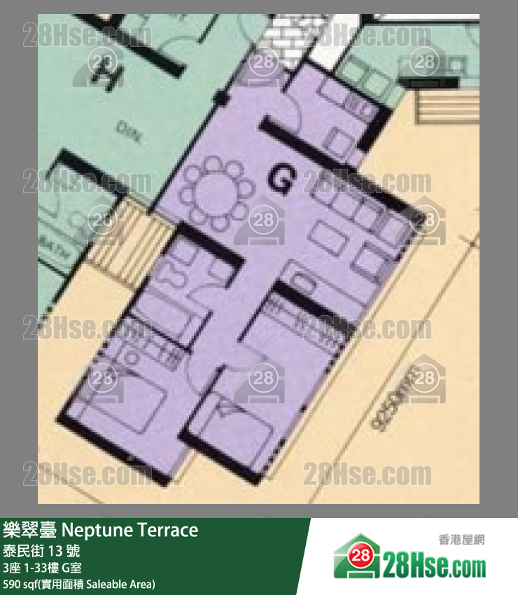 乐翠台 3座8楼 G室 平面图