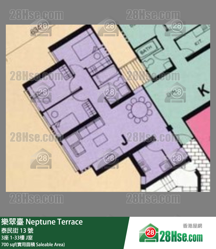 樂翠臺 3座13樓 J室 平面圖