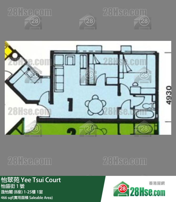 怡翠苑 逸怡閣 (B座)16樓 1室 平面圖