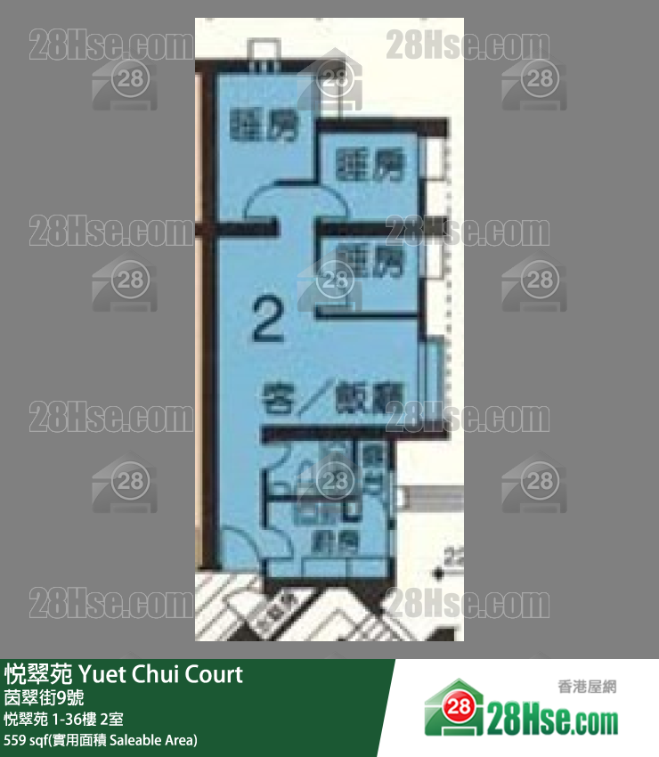 悦翠苑 单位平面图(由 28Hse 提供)