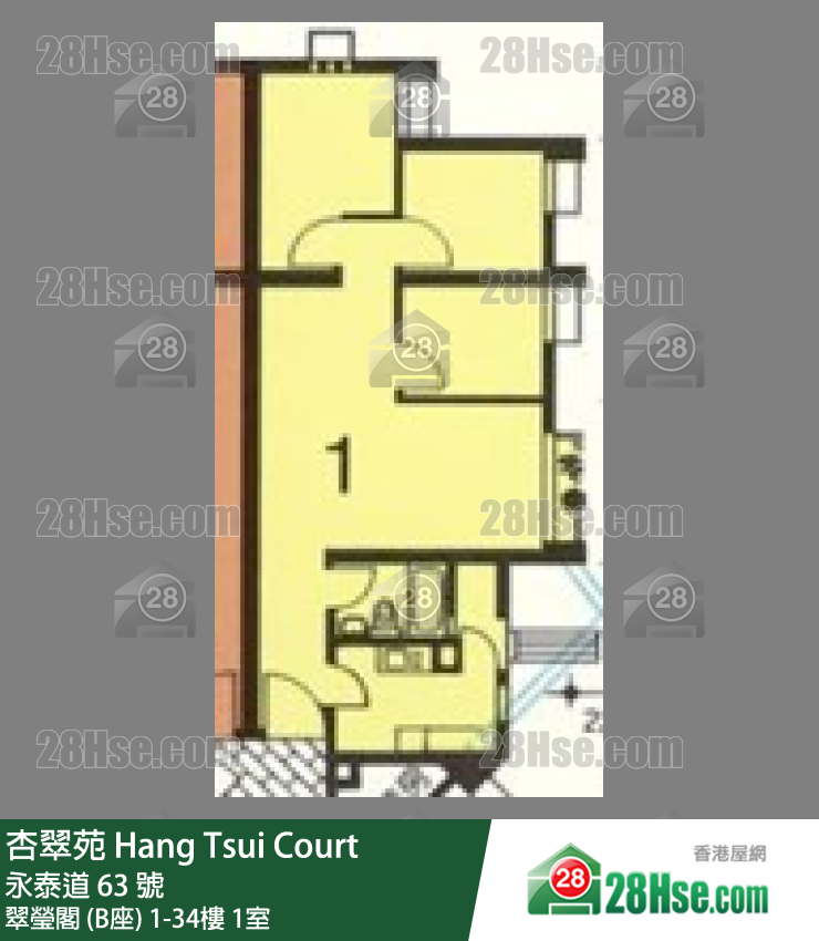 杏翠苑 翠瑩閣 (B座)30樓 1室 平面圖