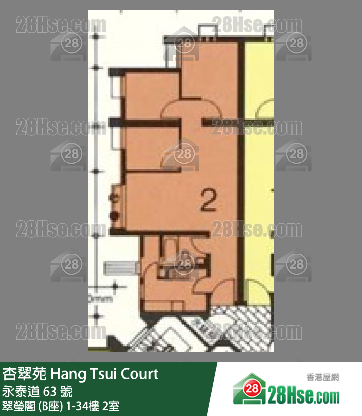 杏翠苑 翠瑩閣 (B座)30樓 2室 平面圖